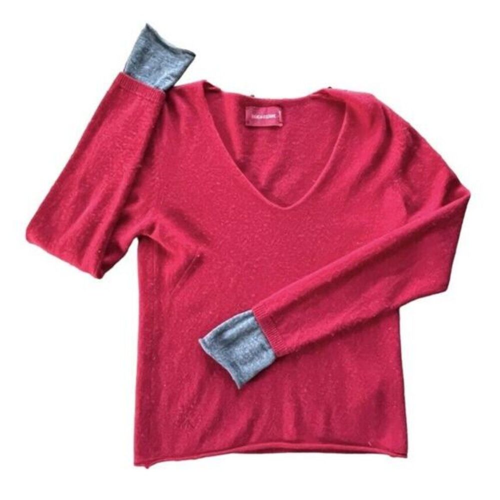 Zadig & Voltaire Women’s Cashmere Sweater V-Neck 100% Cashmere Red Size Small